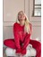 Kırmızı Whatever Desenli Exclusive Kadife Kadın Pijama Takımı 3