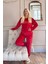 Kırmızı Whatever Desenli Exclusive Kadife Kadın Pijama Takımı 7