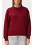 Kadın Cozy Içi Polarlı Bordo Basic Bisiklet Yaka Pamuklu Kalın Örme Sweatshirt 3