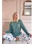 Yeşil Cozy Desenli Termal Kadın Pijama Takımı 2