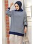 Çizgili Lacivert Tesettür Triko Tunik 65904L 1