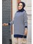 Çizgili Lacivert Tesettür Triko Tunik 65904L 2