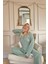 Mint Yeşili Düz Önden Düğmeli Peluş Polar Pijama Takımı 5