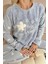 Mavi Hello Winter Desenli Kadın Peluş Pijama Takımı 5