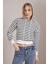 Kadın Siyah Çzigili Üç Iplik Şardonsuz Kapüşonlu Crop Sweatshirt 2