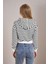 Kadın Siyah Çzigili Üç Iplik Şardonsuz Kapüşonlu Crop Sweatshirt 5