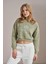 Kadın Olive Resort Paris Baskılı Üç Iplik Crop Sweatshirt 1