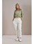 Kadın Olive Resort Paris Baskılı Üç Iplik Crop Sweatshirt 4