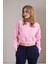 Kadın Şeker Pembe Resort Paris Baskılı Üç Iplik Crop Sweatshirt 2