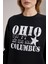 Kadın Siyah Bisiklet Yaka Ohio Baskılı Üç Iplik Sweatshirt 3