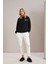 Kadın Siyah Fake People Baskılı Kanguru Cepli Üç Iplik Sweatshirt 4