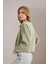 Kadın Olive Bisiklet Yaka Eagles Baskılı Üç Iplik Basic Sweatshirt 5