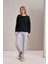 Kadın Siyah Modal Kumaş Bisiklet Yaka Yanı Yırtmaçlı Basic Sweatshirt 5