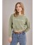 Kadın Olive Bisiklet Yaka Lovers Lane Baskılı Üç Iplik Crop Sweatshirt 1