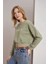 Kadın Olive Bisiklet Yaka Lovers Lane Baskılı Üç Iplik Crop Sweatshirt 3