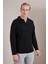 Erkek Siyah Polo Yaka Uzun Kollu Jakar Sweatshirt 2