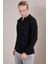 Erkek Siyah Polo Yaka Uzun Kollu Jakar Sweatshirt 4