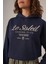 Le Soleil Nakışlı Kapüşonlu Lacivert Crop Sweatshirt 5