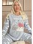 Pijama Evi Mavi Moon Cloud Desenli Kadın Peluş Pijama Takımı 6