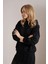 Kadın Siyah Kapüşonlu Oversize Basic Sweatshirt 5