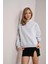 Kadın Kar Melanj Kapüşonlu Oversize Basic Sweatshirt 2