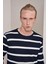 Erkek Lacivert Bisiklet Yaka Yatay Çizgili Waffle Sweatshirt 4