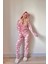 Bulut Desenli Kadın Polar Peluş Tulum Pijama Takımı XL 2