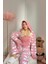 Bulut Desenli Kadın Polar Peluş Tulum Pijama Takımı XL 4