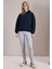 Kadın Lacivert Kapüşonlu Oversize Basic Sweatshirt 4