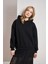 Kadın Siyah Kapüşonlu Oversize Basic Sweatshirt 2