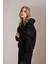 Kadın Siyah Kapüşonlu Oversize Basic Sweatshirt 4