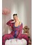 Piti Kareli Baskılı Sabahlıklı Kadife Pijama Takımı 3