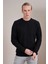 Erkek Siyah Bisiklet Yaka Interlok Trikolu Sweatshirt 1