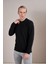Erkek Siyah Bisiklet Yaka Interlok Trikolu Sweatshirt 3