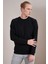Erkek Siyah Bisiklet Yaka Interlok Trikolu Sweatshirt 4