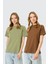 Bisiklet Yaka Kısa Kol 2'li Basic T-Shirt 960 Kahverengi/haki 1