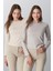 Bisiklet Yaka Uzun Kol 2'li Basic T-Shirt 955 Gri/bej 1
