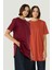 Bisiklet Yaka Yarım Kol Yırtmaçlı 2'li Uzun T-Shirt 963 Bordo/kiremit 1