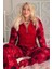Kırmızı Kartanesi Desenli Kadın Polar Peluş Tulum Pijama 1