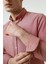 Slim Fit Kırmızı Armürlü Düğmeli Yaka Pamuklu Gömlek 5HC02ORT07265 3