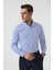 Slim Fit Mavi Armürlü Düğmeli Yaka Pamuklu Gömlek 5HC02ORT07265 1