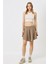 Kadın Halter Yaka Fitilli Esnek Crop Atlet 925 Bej 2