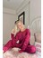 Bordo Enjoy Desenli Exclusive Kadife Kadın Pijama Takımı 3