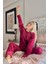 Bordo Enjoy Desenli Exclusive Kadife Kadın Pijama Takımı 4