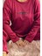 Bordo Enjoy Desenli Exclusive Kadife Kadın Pijama Takımı 5