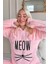 Somon Meow Desenli Tam Peluş Pijama Takımı 5