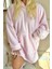 Toz Pembe Kapşonlu Tam Peluş Oversize Sweat Panço Pijama 4