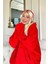 Kırmızı Kapşonlu Tam Peluş Oversize Sweat Panço Pijama 5