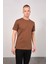 Erkek Bisiklet Yaka 2'li Regular Fit Basic T-Shirt 990 Kahverengi/indigo 3