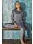 Gri Original Desenli Exclusive Kadife Kız Çocuk Pijama Takımı 1